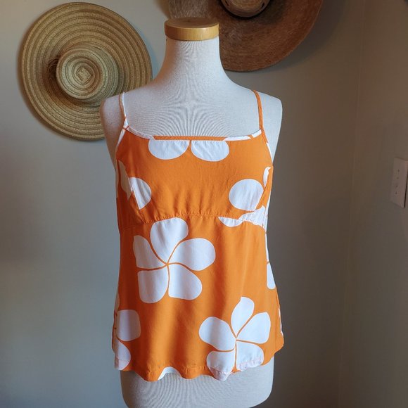 Toes on the Nose Tops - Toes on the Nose Tank Top in Orange, White Flower